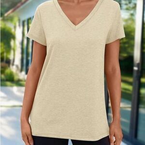 Cream Color V-Neck T-Shirt